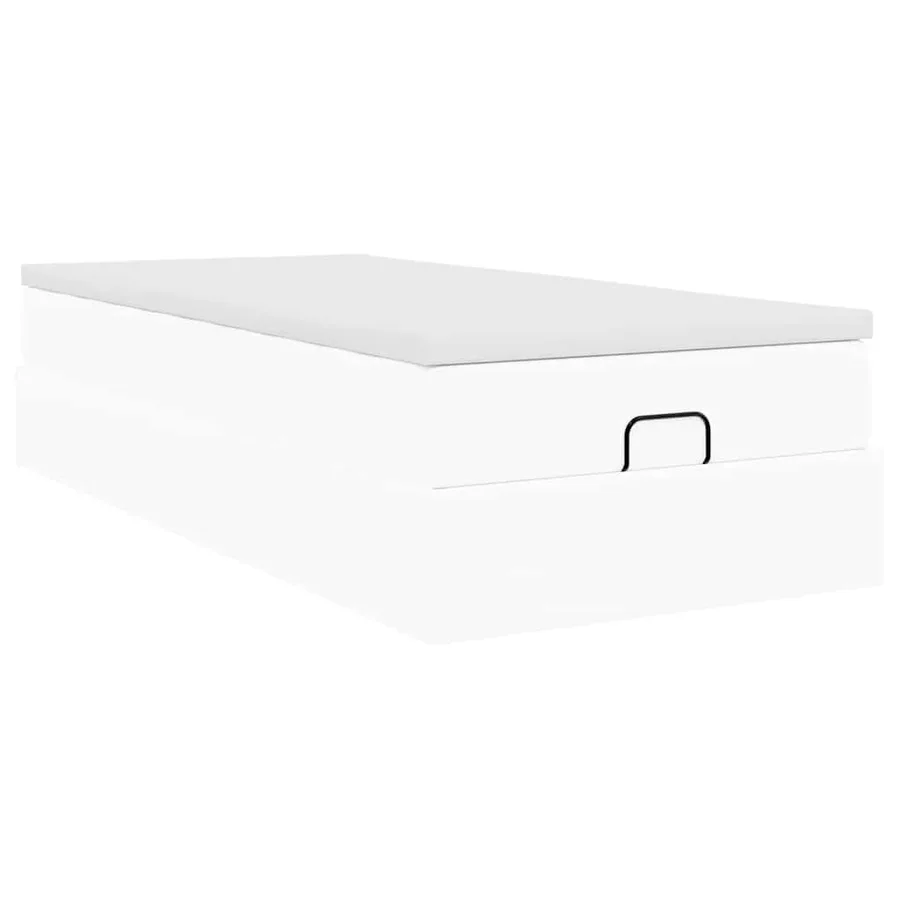 Cadre de lit ottoman avec matelas blanc 80x200 cm similicuir - 10