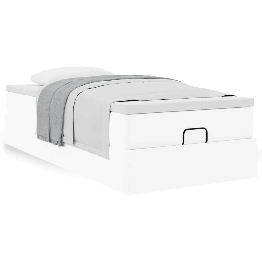 Cadre de lit ottoman avec matelas blanc 80x200 cm similicuir - 4