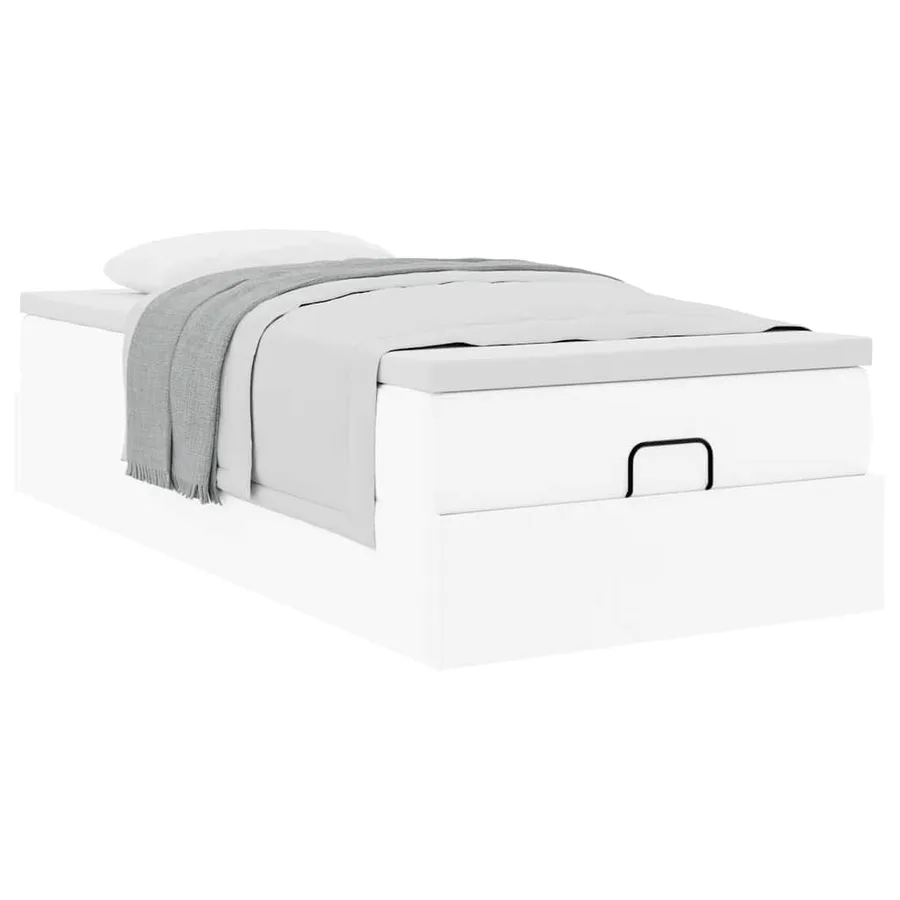 Cadre de lit ottoman avec matelas blanc 80x200 cm similicuir - 5