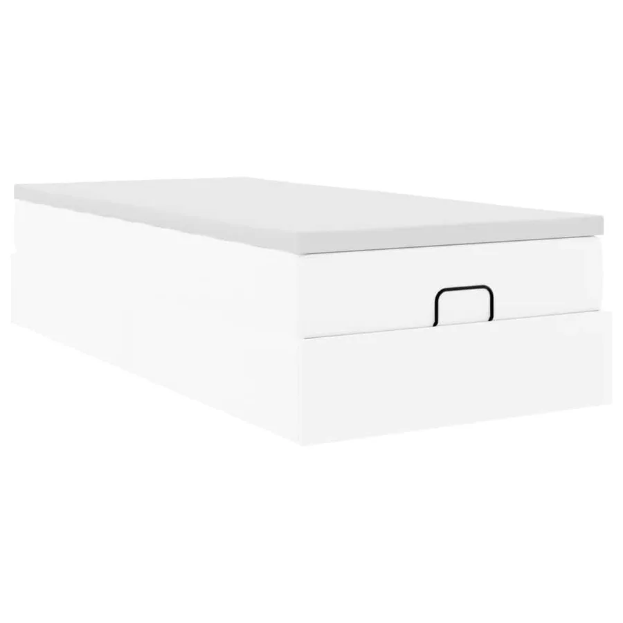 Cadre de lit ottoman avec matelas blanc 80x200 cm similicuir - 6