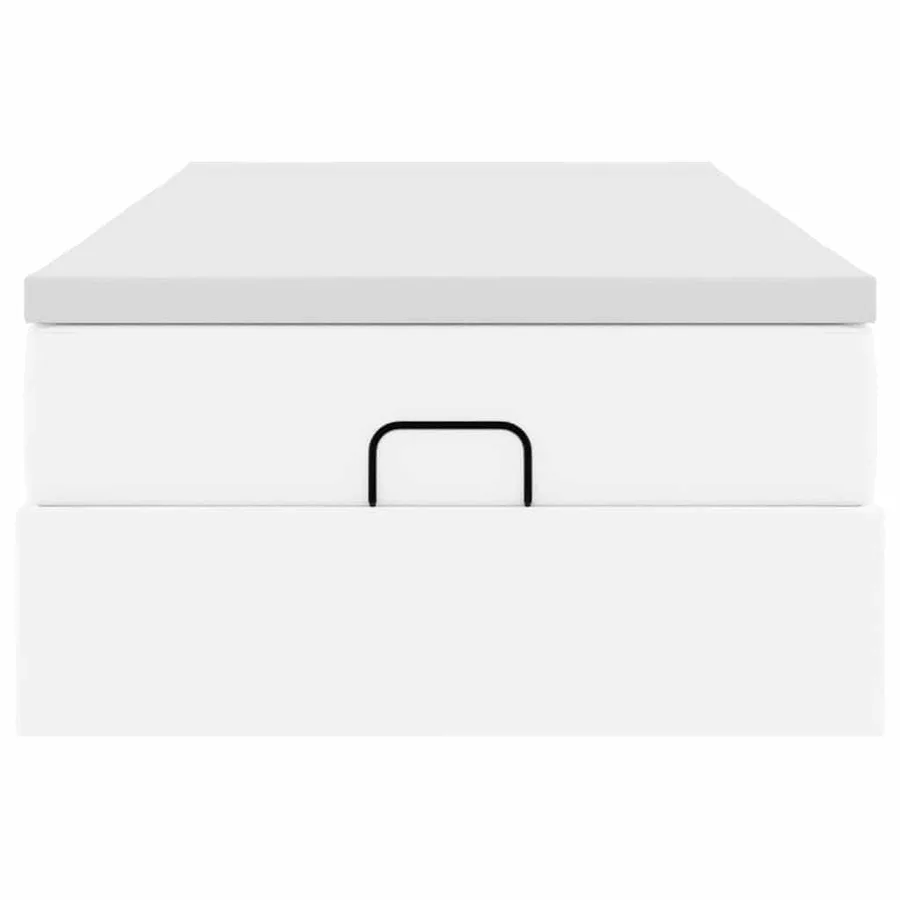 Cadre de lit ottoman avec matelas blanc 80x200 cm similicuir - 7