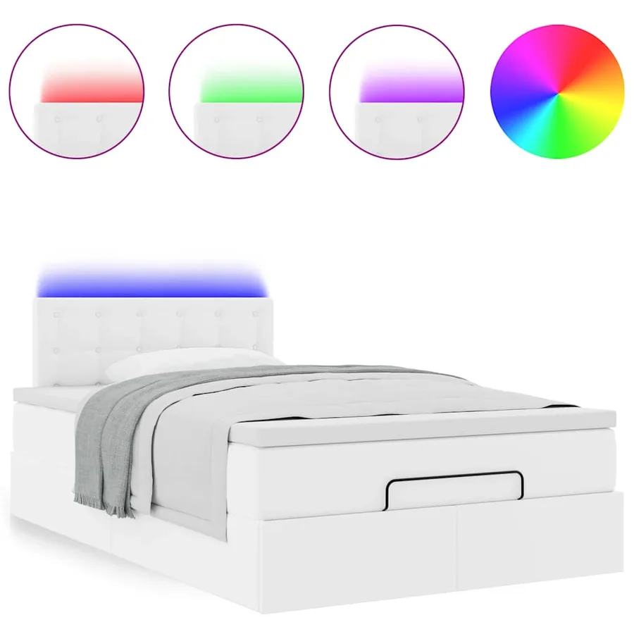 Lit ottoman avec matelas & LED blanc pur 120x190cm similicuir - 5