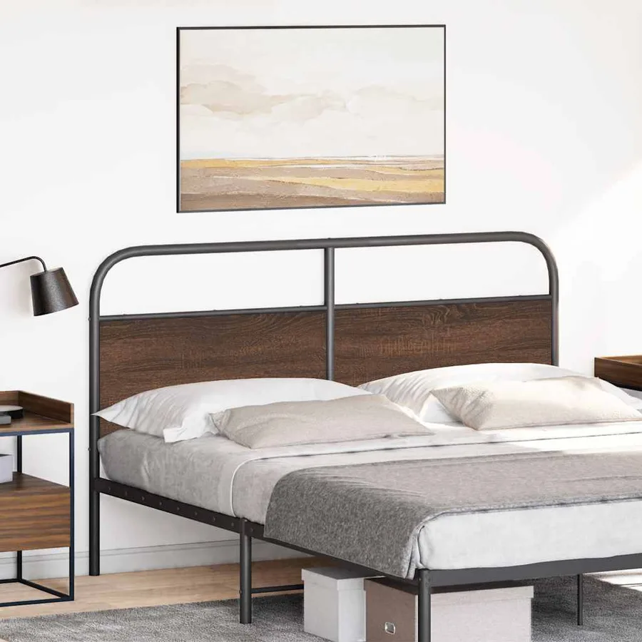 Tête de lit de remplacement chêne marron 150 cm acier et bois d'ingénierie - 2