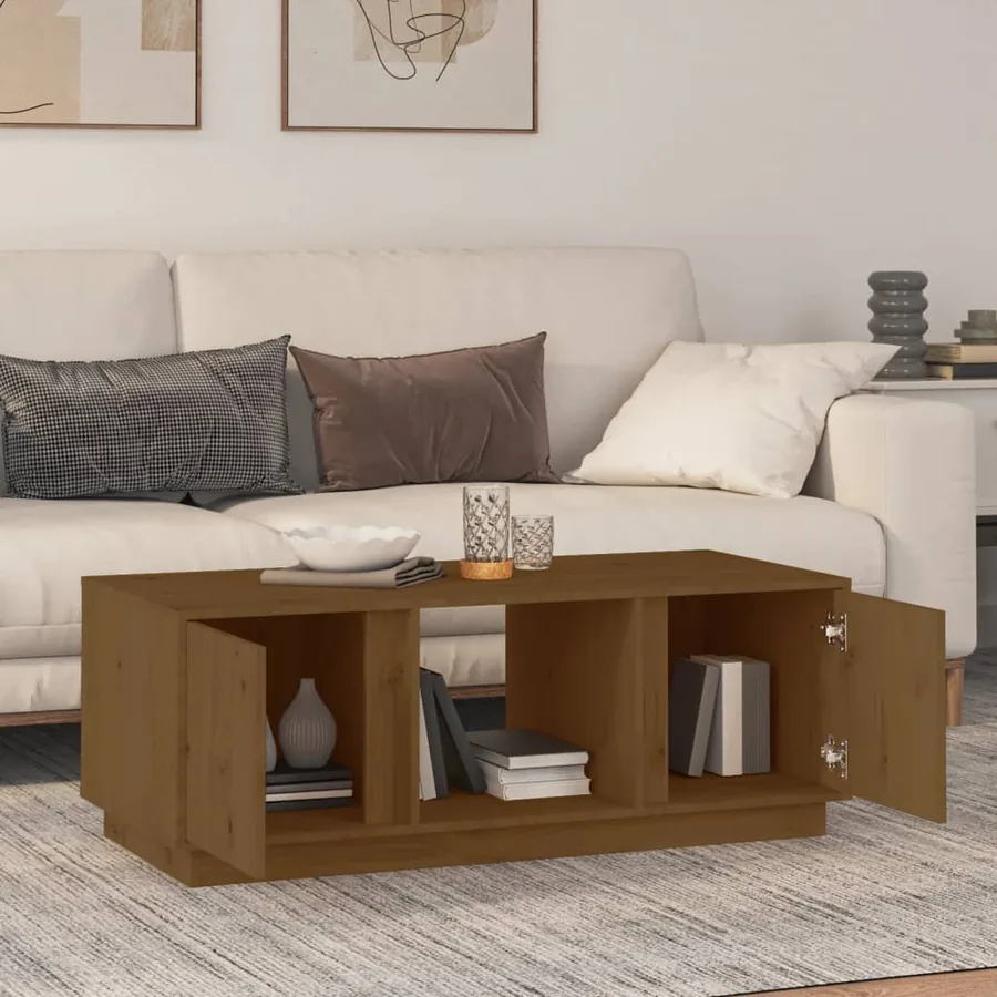 Table basse Marron miel 110x50x40 cm Bois massif de pin - 3