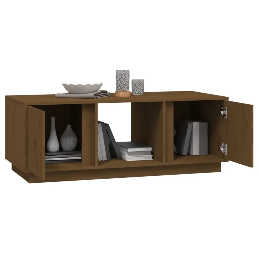 Table basse Marron miel 110x50x40 cm Bois massif de pin - 4