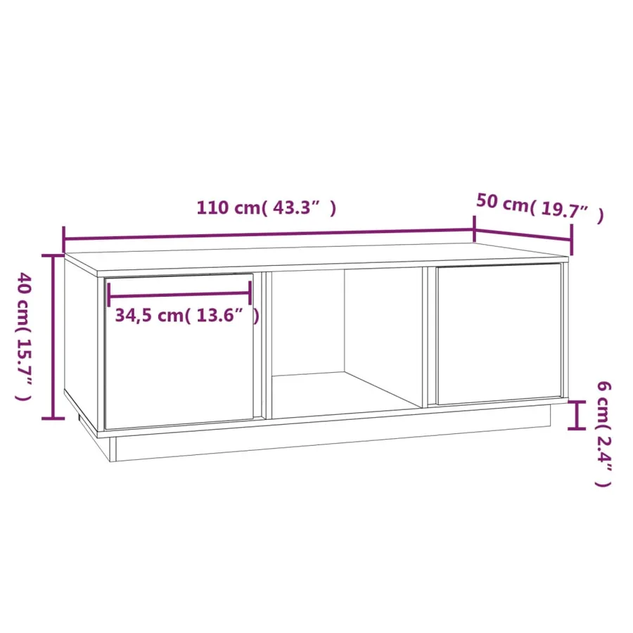 Table basse Marron miel 110x50x40 cm Bois massif de pin - 9