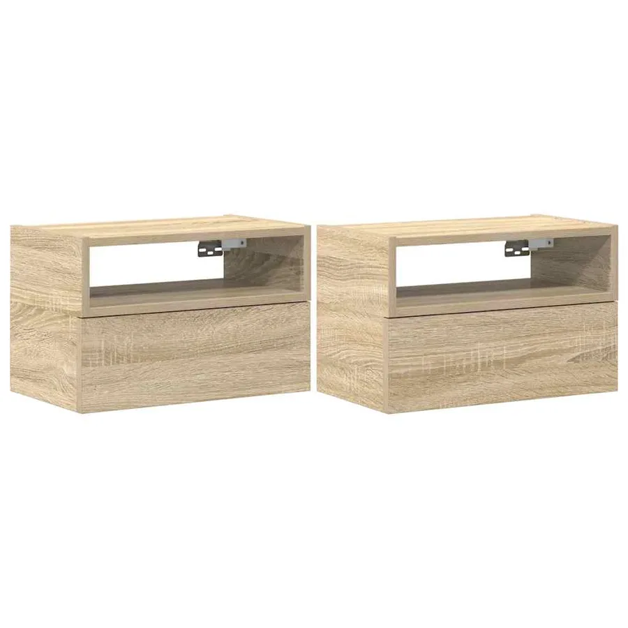 Tables de chevet murales 2 pcs chêne sonoma 45x26x28,5 cm - 2