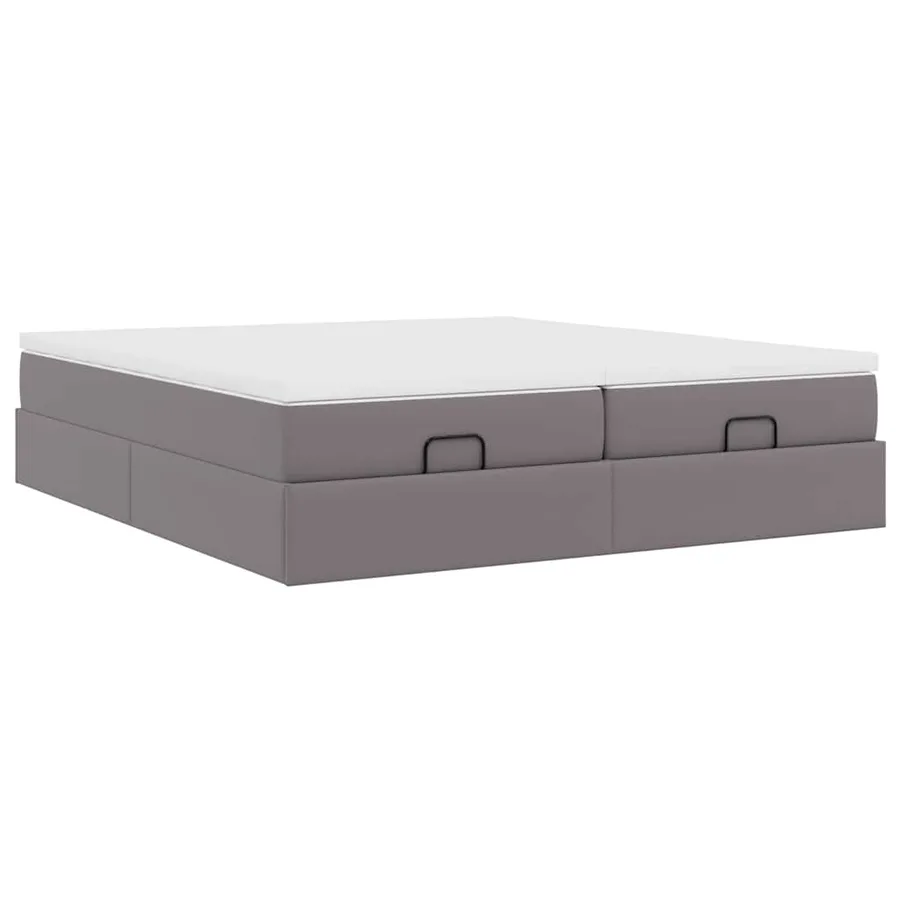 Cadre de lit ottoman avec matelas gris 180x200 cm similicuir - 10