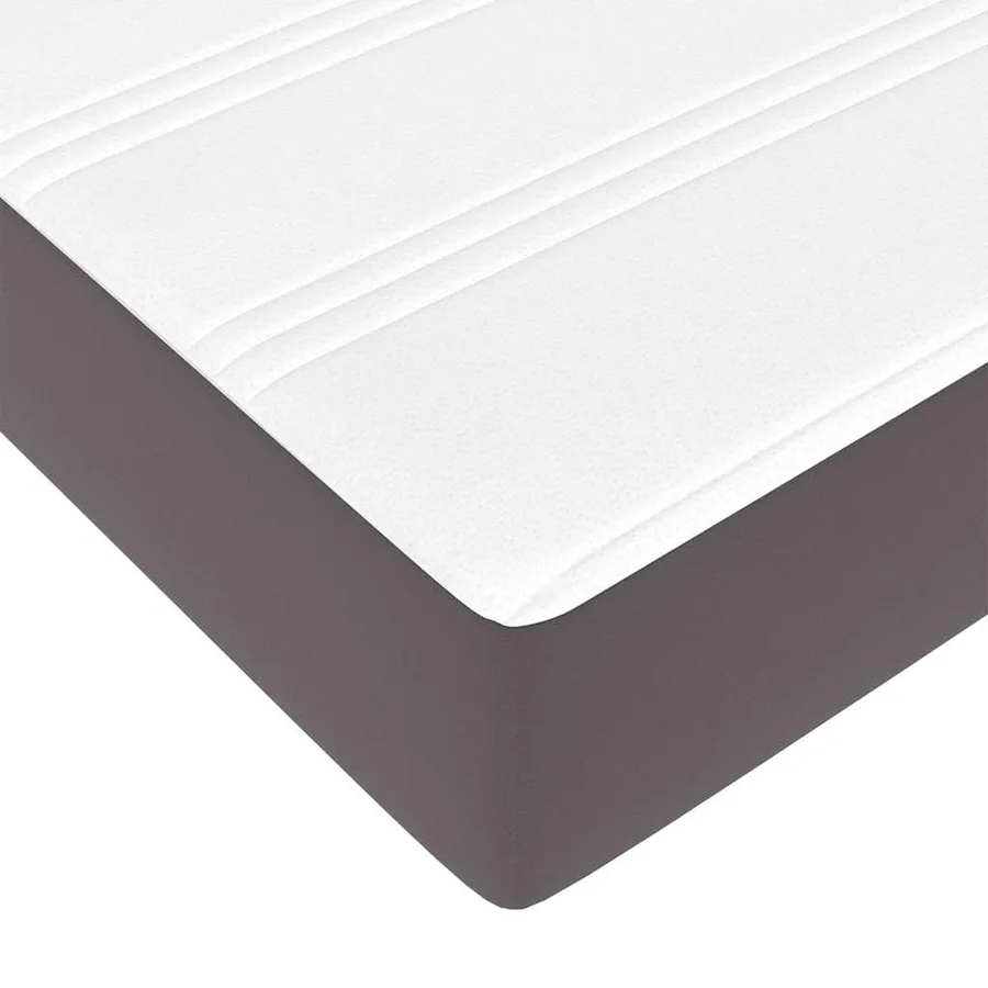 Cadre de lit ottoman avec matelas gris 180x200 cm similicuir - 14