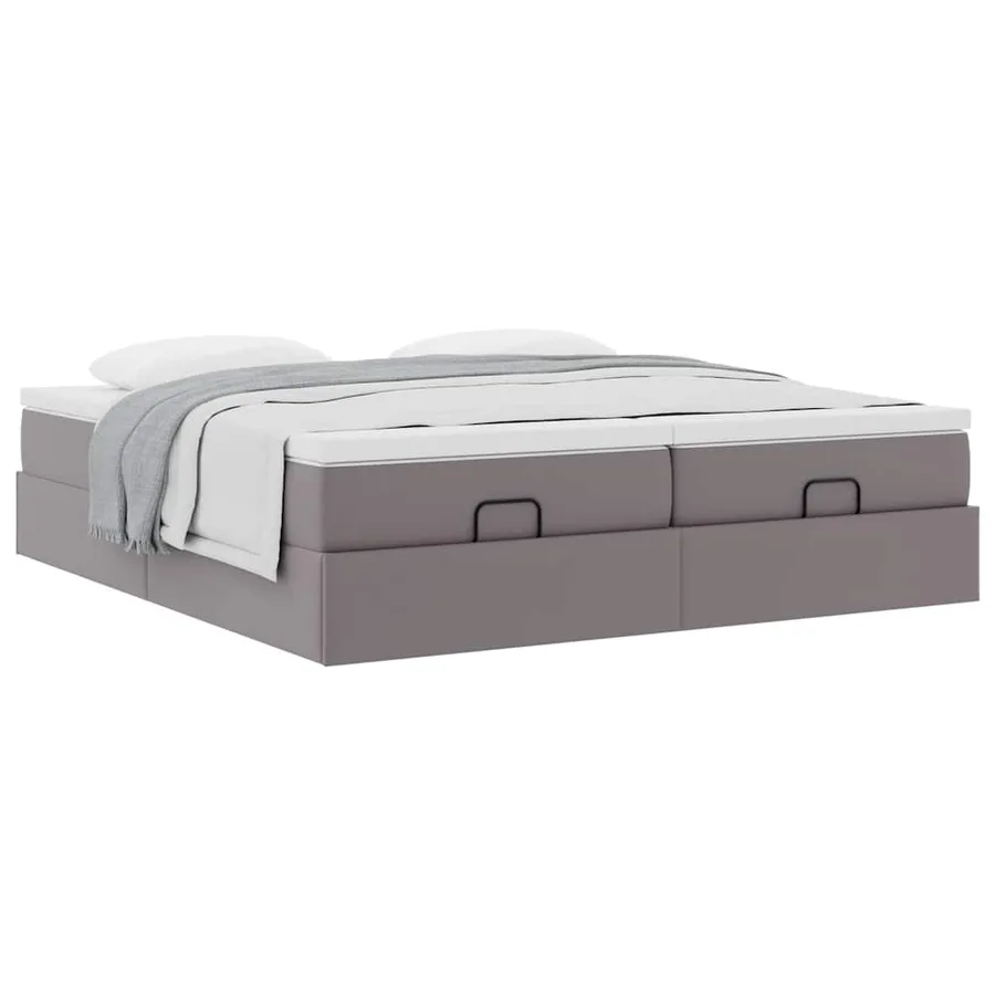 Cadre de lit ottoman avec matelas gris 180x200 cm similicuir - 5