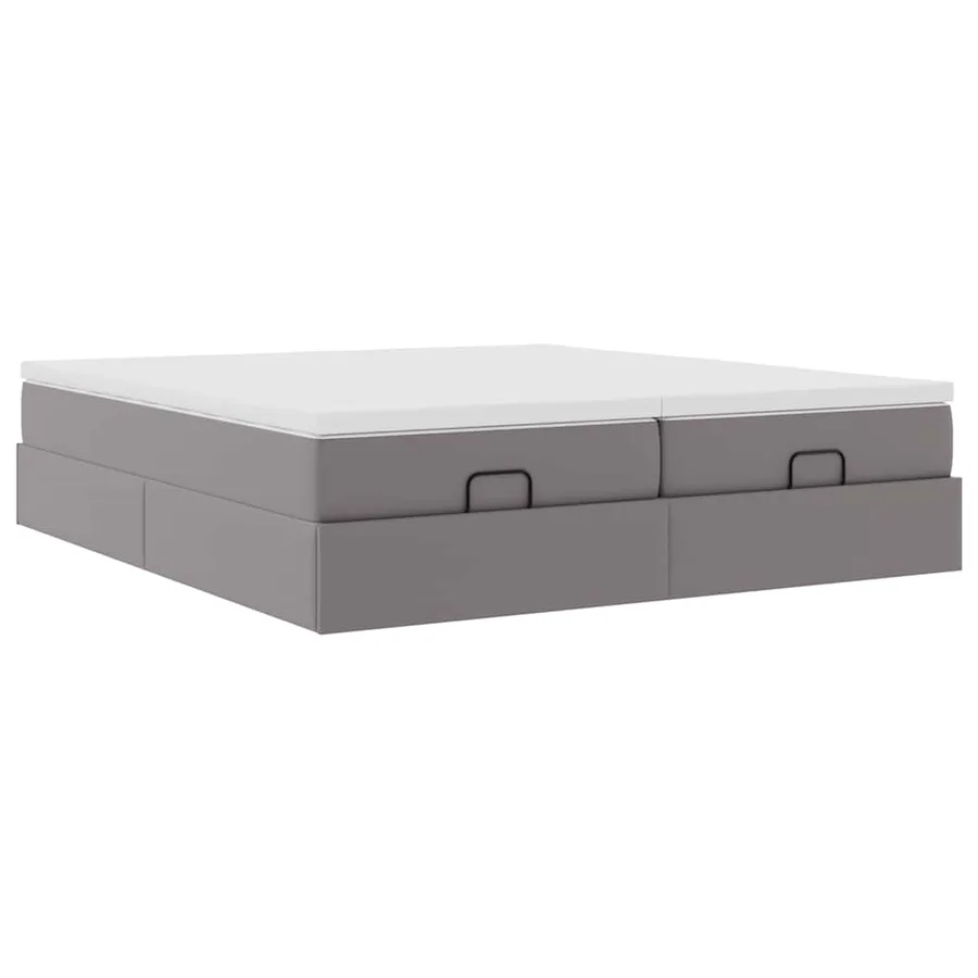 Cadre de lit ottoman avec matelas gris 180x200 cm similicuir - 6