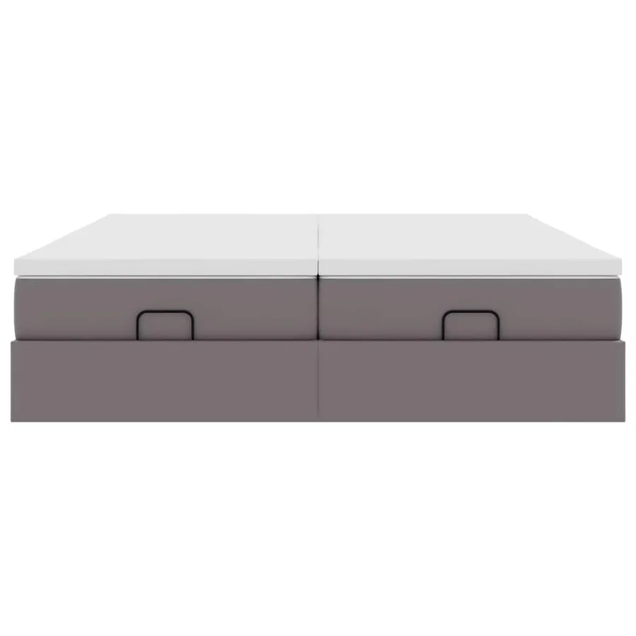 Cadre de lit ottoman avec matelas gris 180x200 cm similicuir - 7