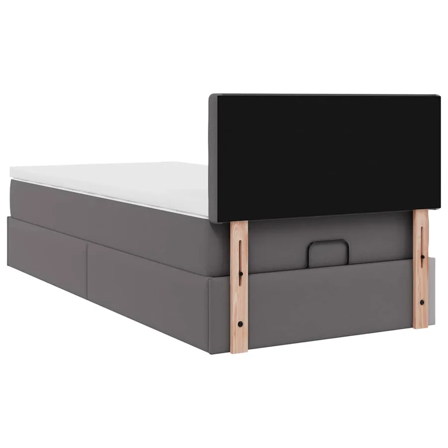 Lit ottoman avec matelas gris 90x200 cm similicuir - 11