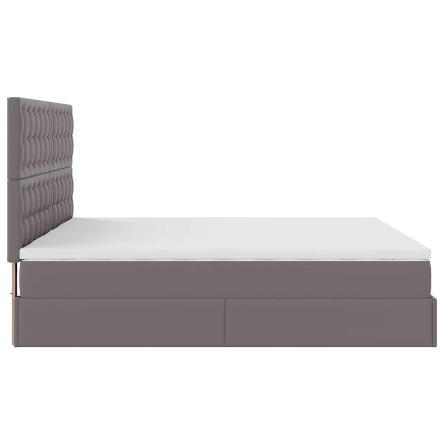 Cadre de lit ottoman avec matelas gris 180x200 cm similicuir - 7