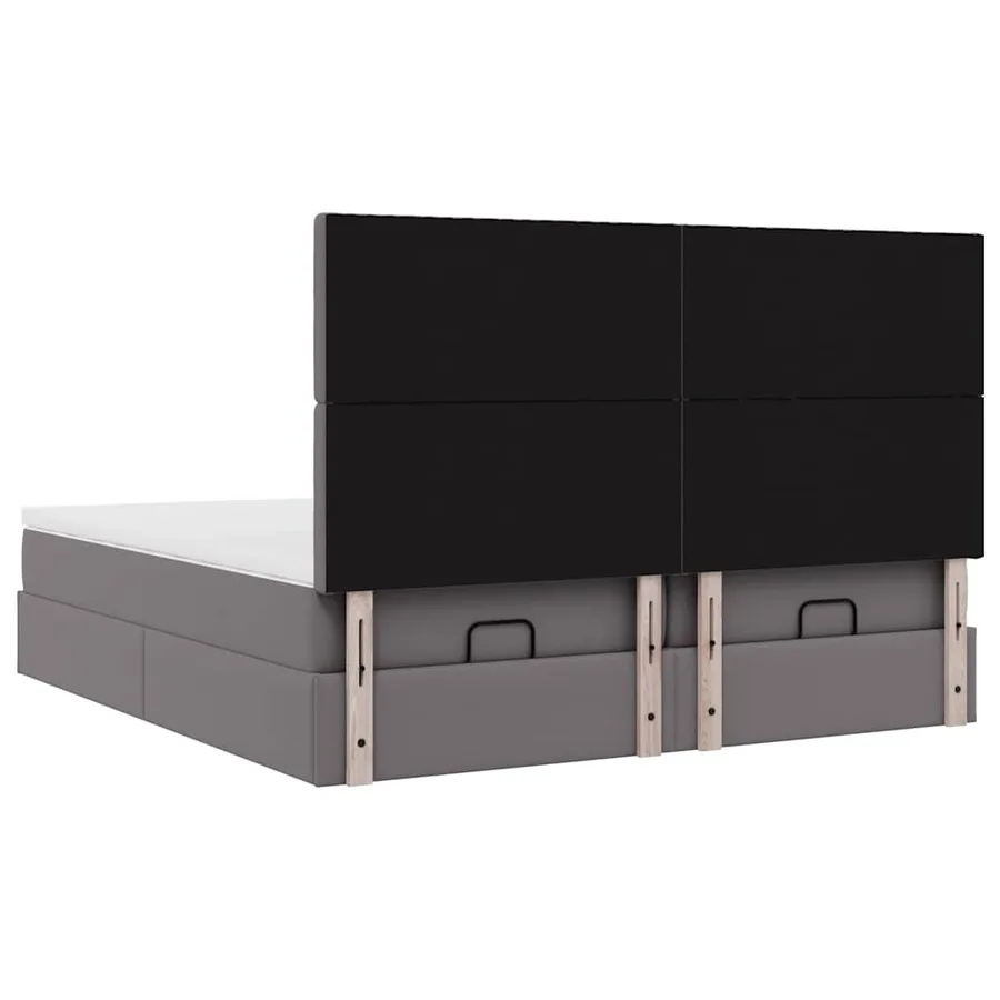 Cadre de lit ottoman avec matelas gris 180x200 cm similicuir - 8