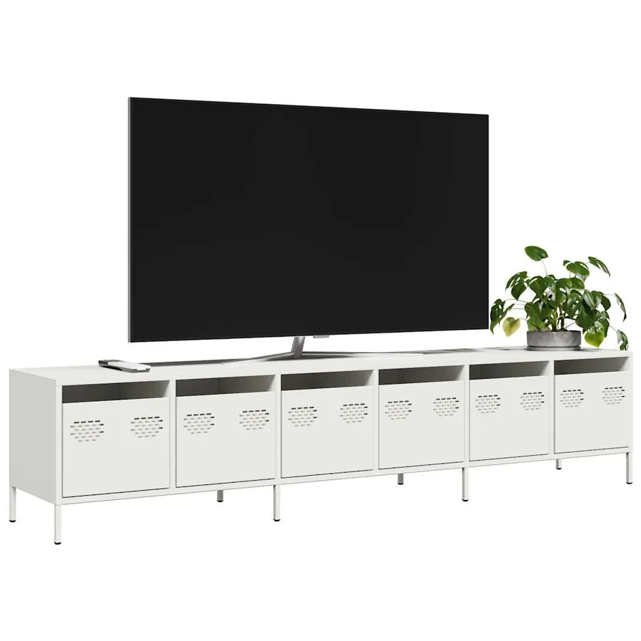 Meuble TV blanc 202x39x43,5 cm acier laminé à froid