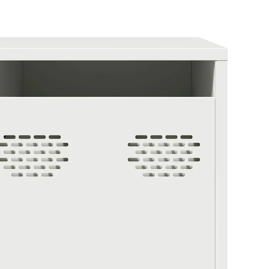 Meuble TV blanc 202x39x43,5 cm acier laminé à froid - 10