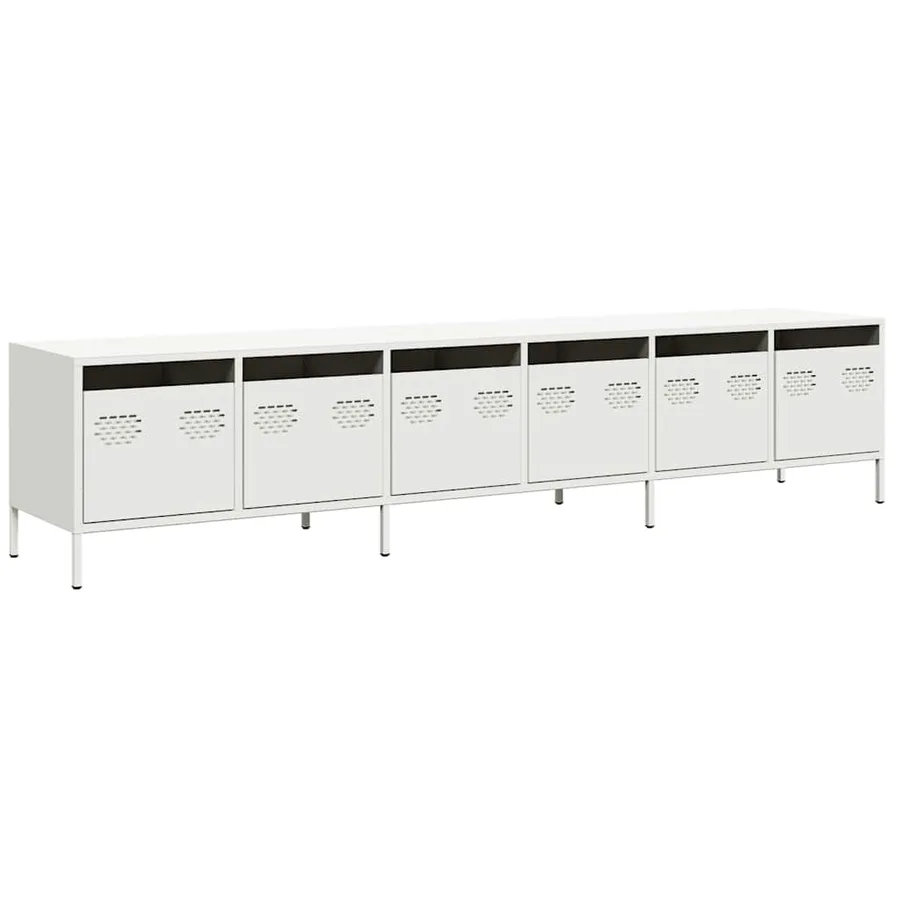 Meuble TV blanc 202x39x43,5 cm acier laminé à froid - 2