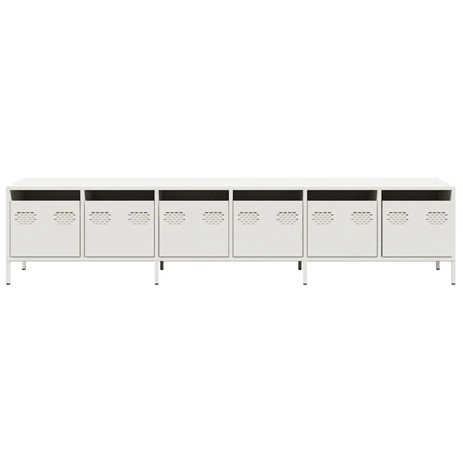 Meuble TV blanc 202x39x43,5 cm acier laminé à froid - 5