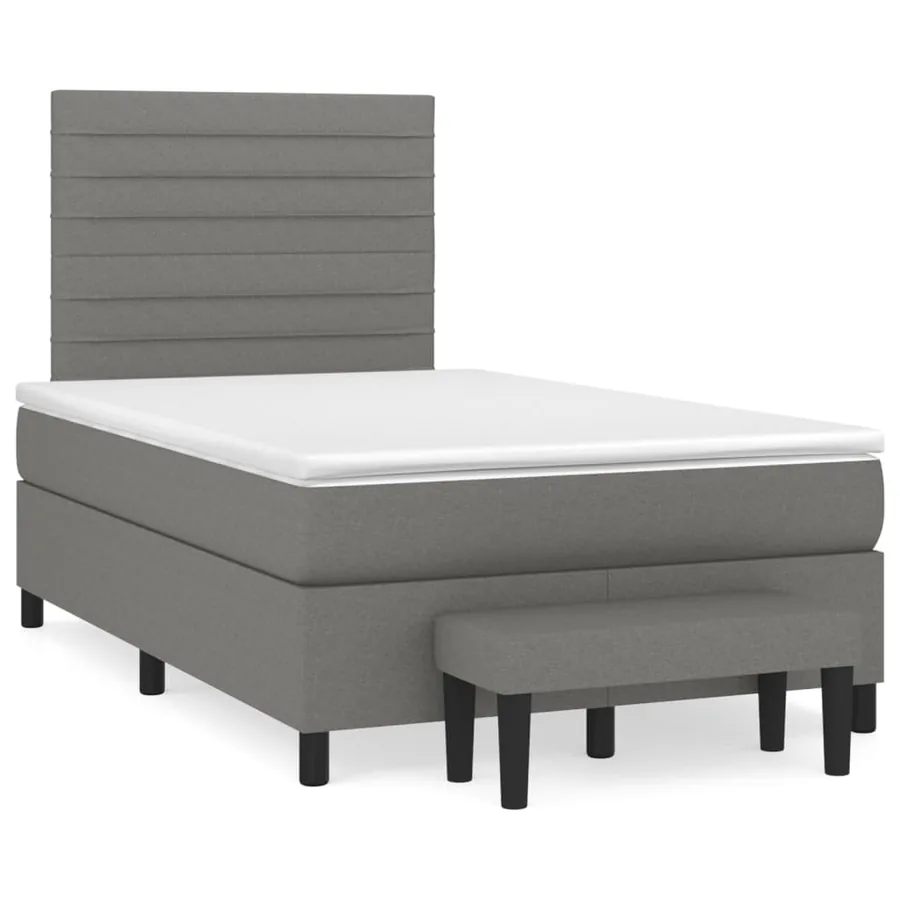 Sommier à lattes de lit avec matelas Gris foncé 120x200cm Tissu - 2