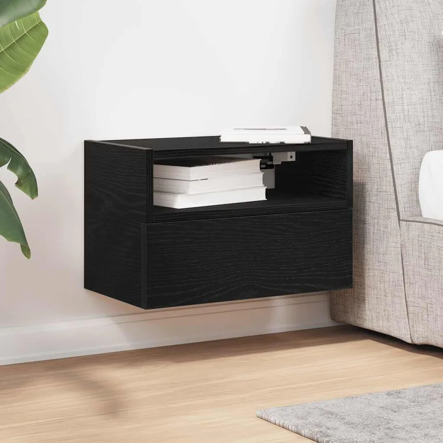 Table de chevet murale noir 45x26x28,5 cm - 3