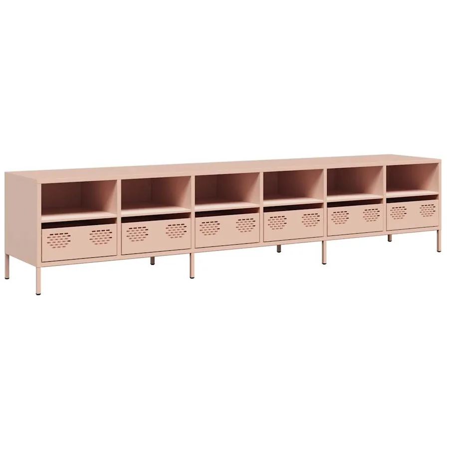 Meuble TV rose 202x39x43,5 cm acier laminé à froid - 2