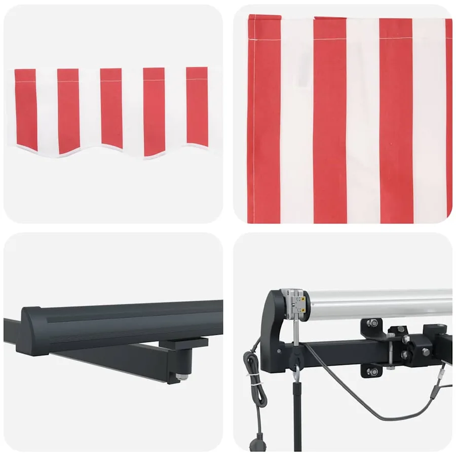 Auvent rétractable Rouge et Blanc 400 × 350 cm Polyester - 8