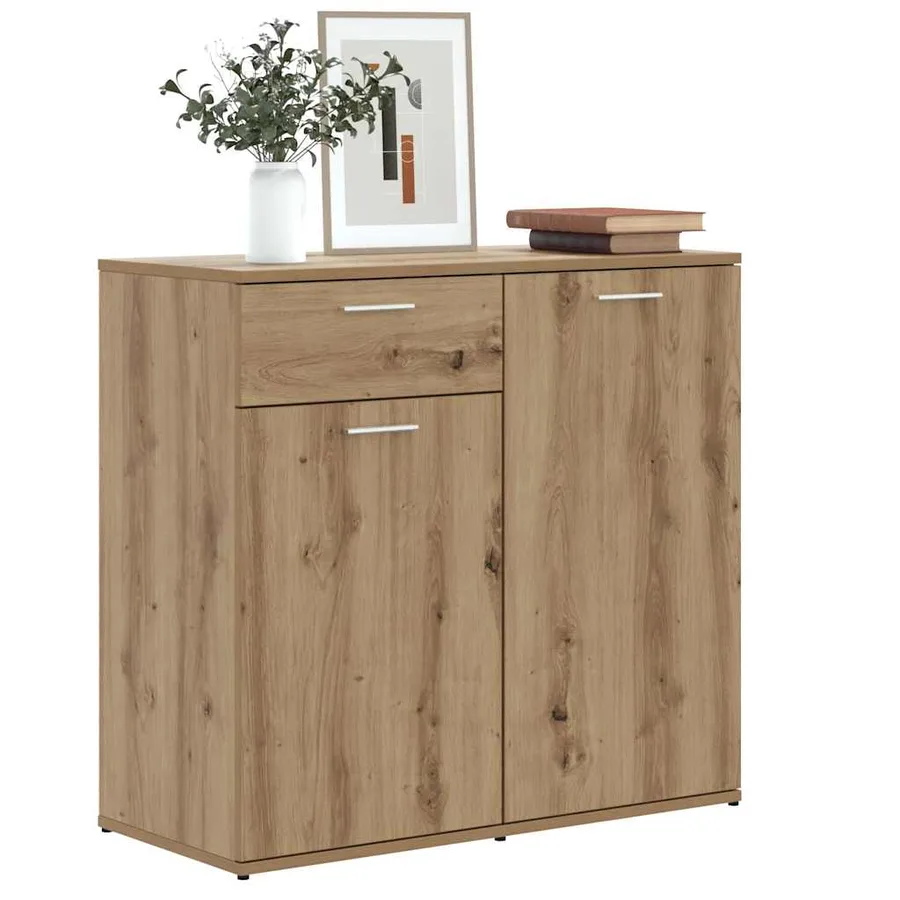 Buffet chêne artisanal 80x36x75 cm bois d'ingénierie - 3