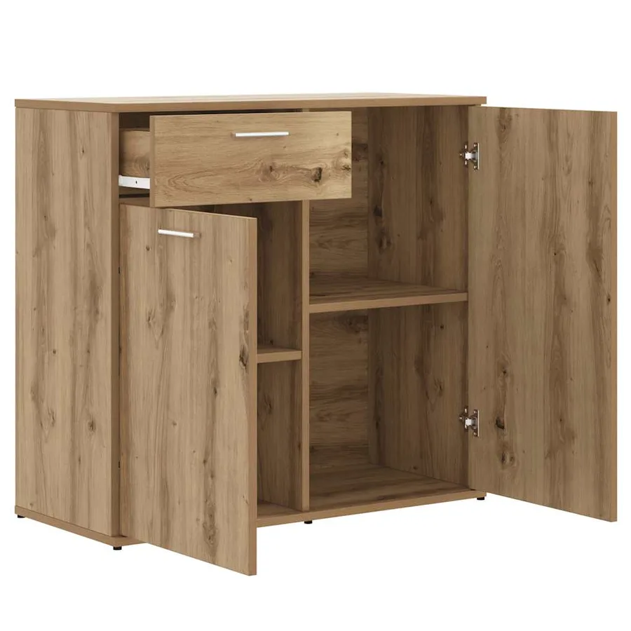 Buffet chêne artisanal 80x36x75 cm bois d'ingénierie - 4