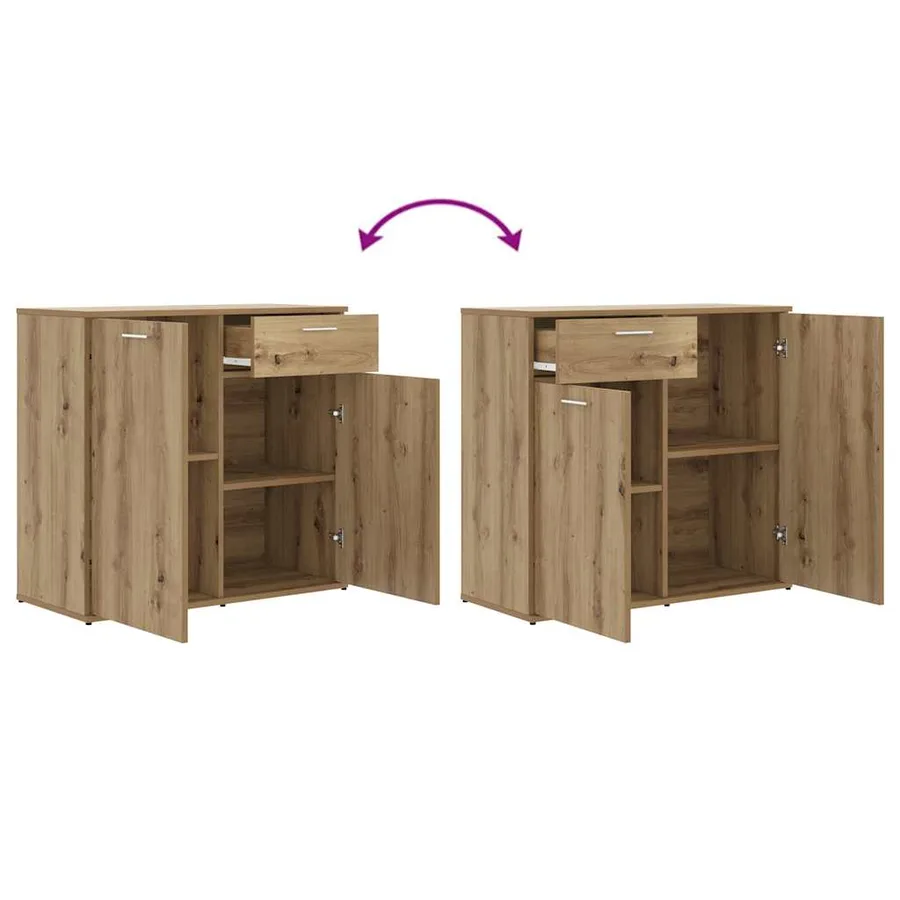 Buffet chêne artisanal 80x36x75 cm bois d'ingénierie - 8