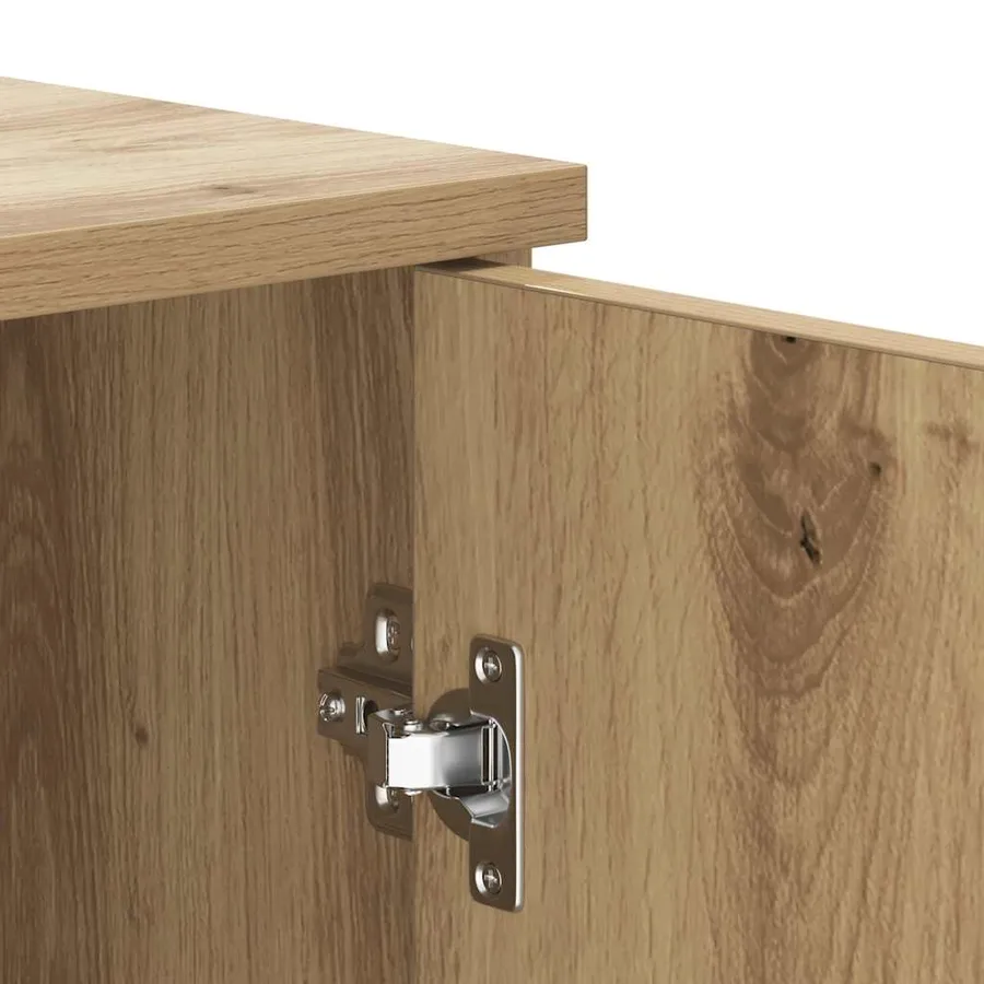 Buffet chêne artisanal 80x36x75 cm bois d'ingénierie - 9