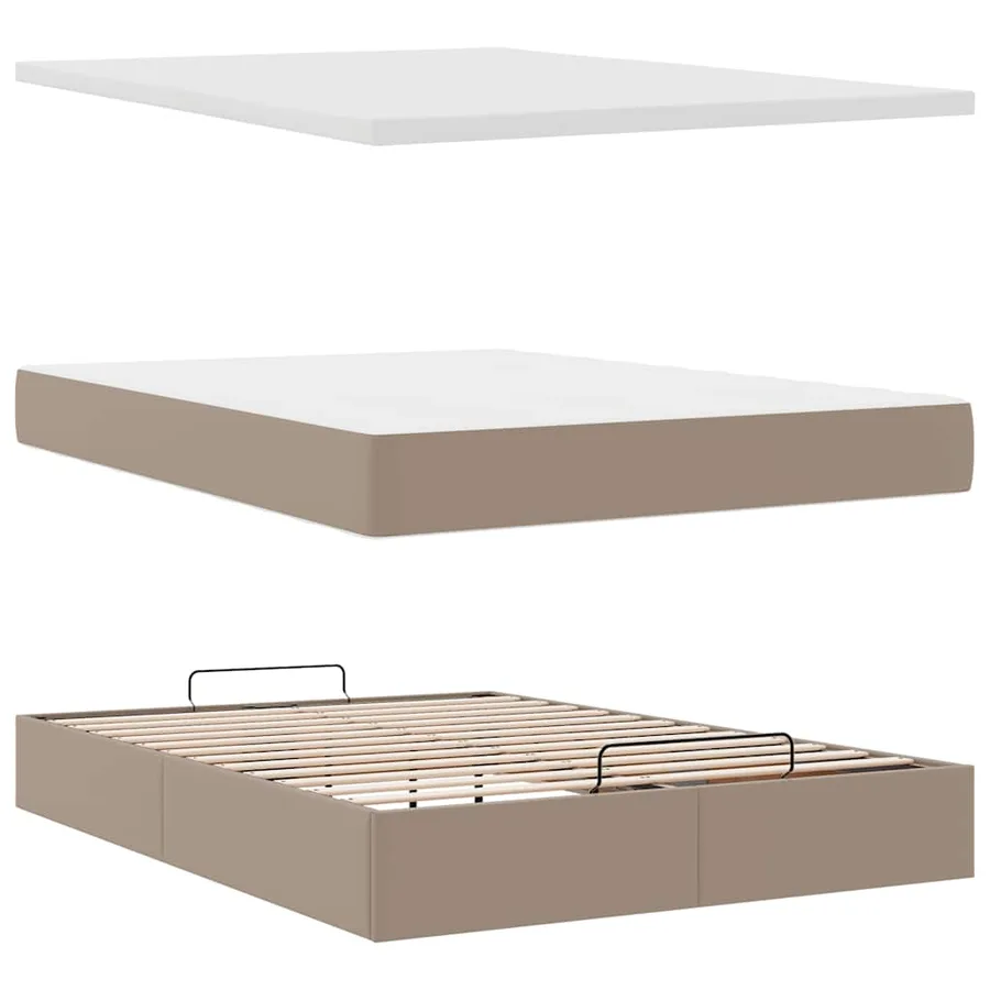 Cadre de lit ottoman et matelas cappuccino 140x200cm similicuir - 7