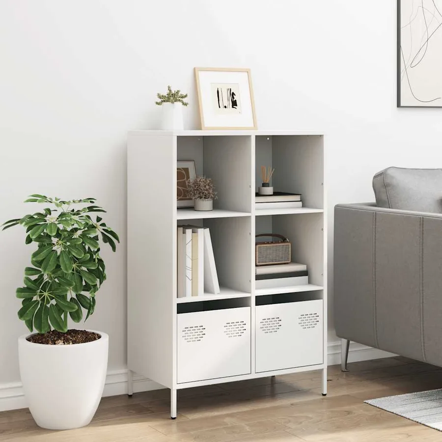 Buffet haut blanc 68x39x103,5 cm acier - 3