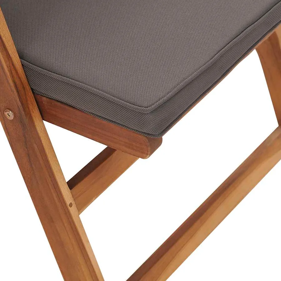 Chaises inclinables lot de 2 avec coussins Teck solide Gris - 6