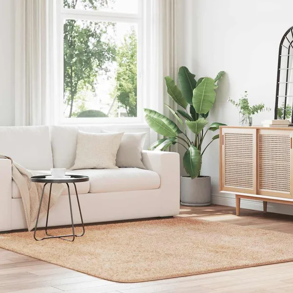 Tapis Shaggy à poils longs NAVARRA beige 200x200 cm polyester