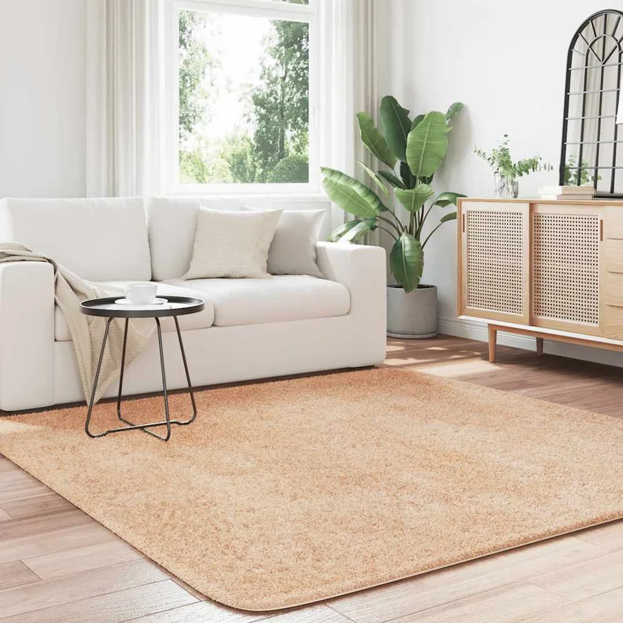Tapis Shaggy à poils longs NAVARRA beige 200x200 cm polyester - 3