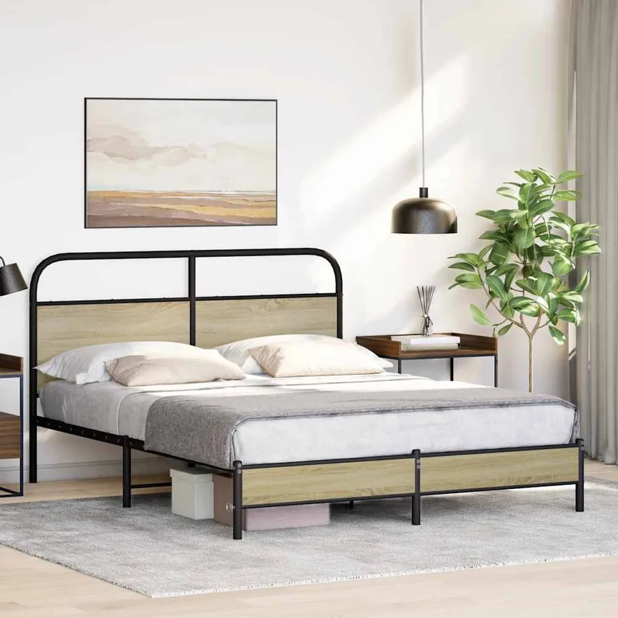 Cadre de lit sans matelas 160x200 cm chêne sonoma - 4