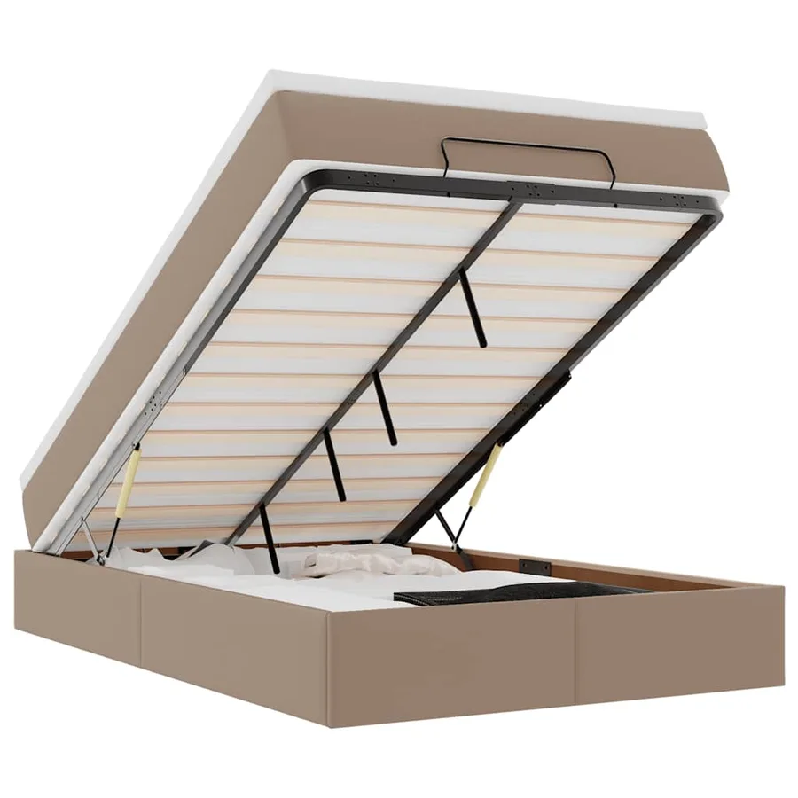 Cadre de lit ottoman et matelas cappuccino 120x190cm similicuir - 2