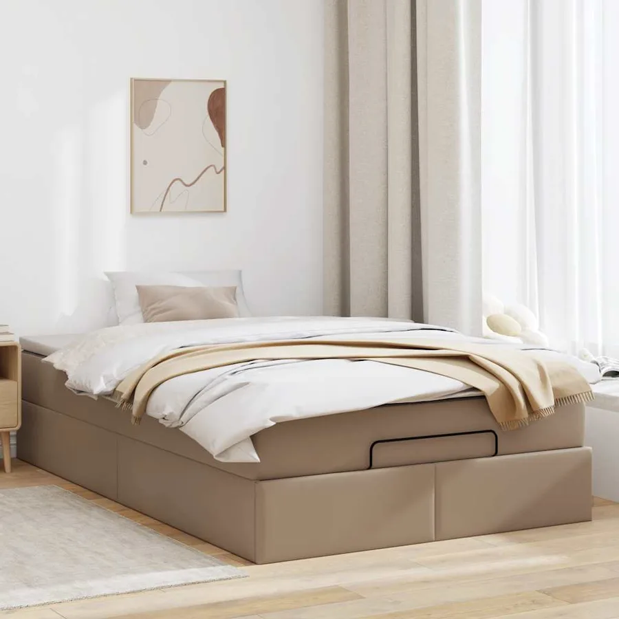 Cadre de lit ottoman et matelas cappuccino 120x190cm similicuir - 3
