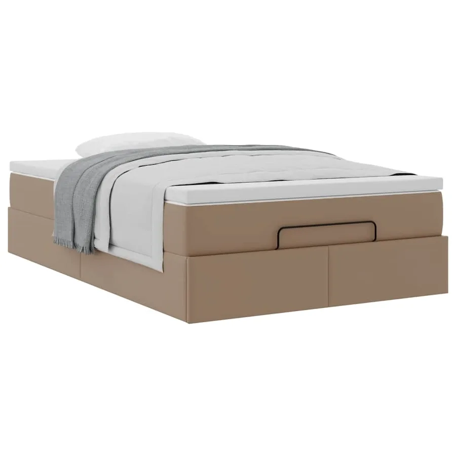 Cadre de lit ottoman et matelas cappuccino 120x190cm similicuir - 5