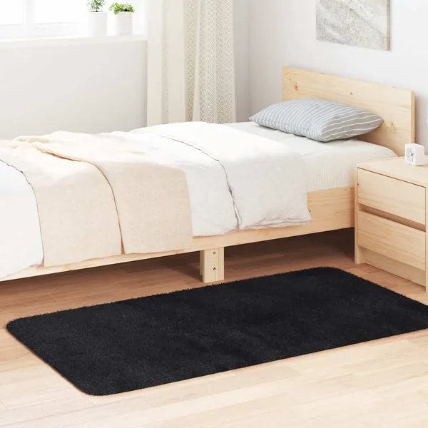 Tapis shaggy à poils longs NAVARRA noir 80x150 cm polyester