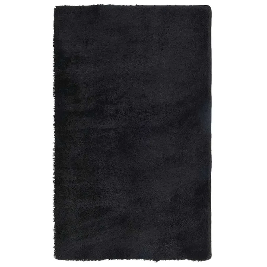 Tapis shaggy à poils longs NAVARRA noir 80x150 cm polyester - 2