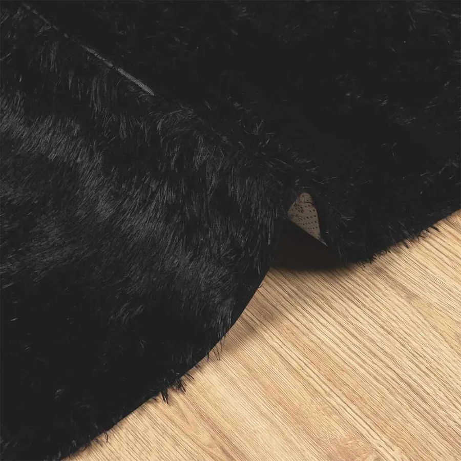 Tapis shaggy à poils longs NAVARRA noir 80x150 cm polyester - 5