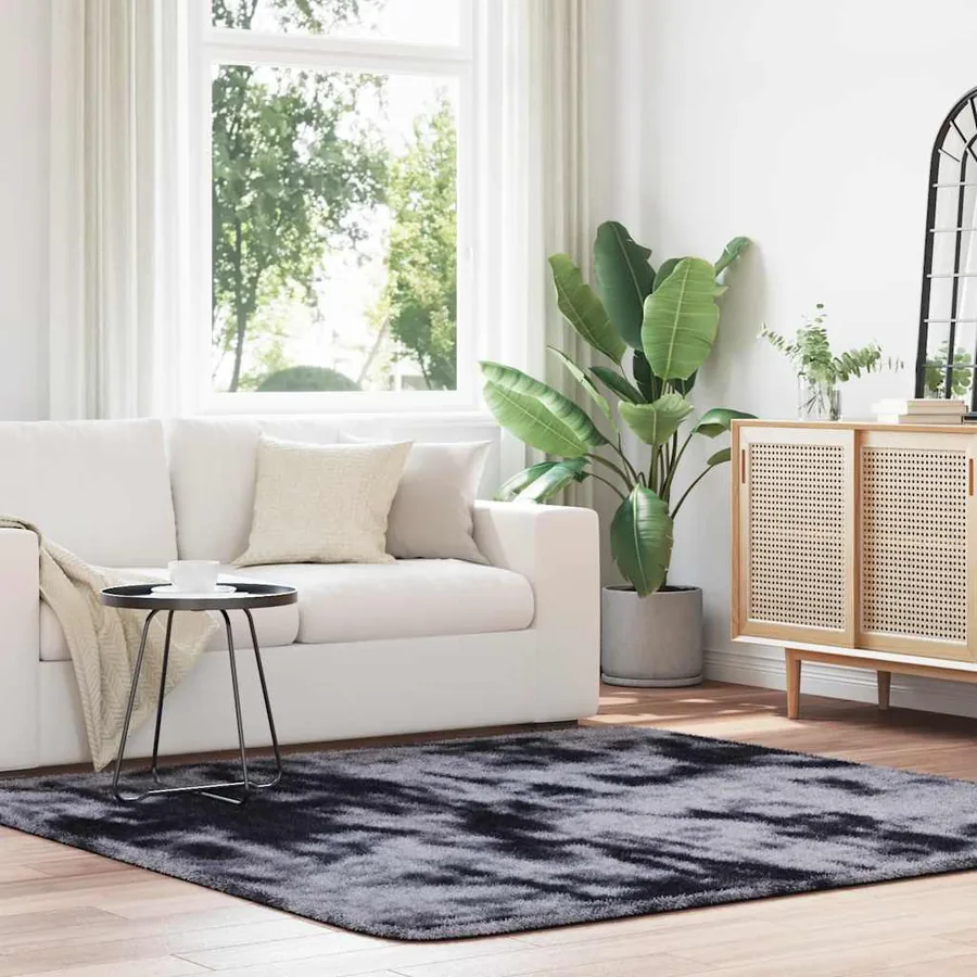 Tapis Shaggy à poils longs NAVARRA gris foncé 200x200 cm