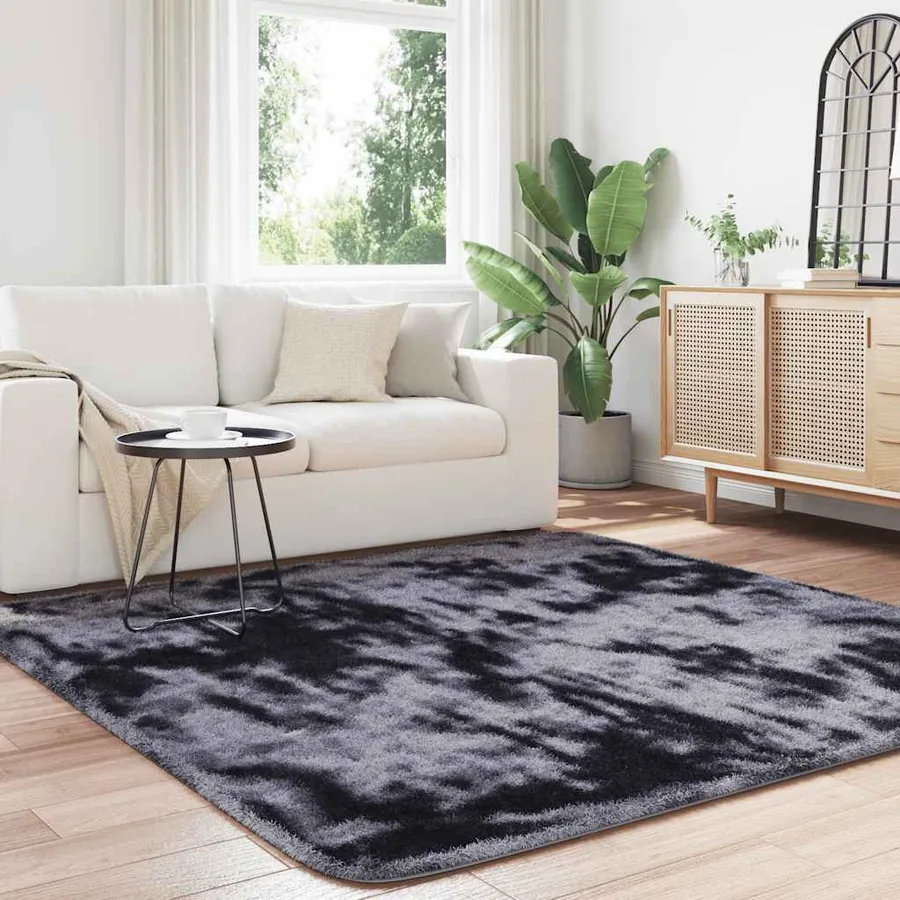 Tapis Shaggy à poils longs NAVARRA gris foncé 200x200 cm - 3