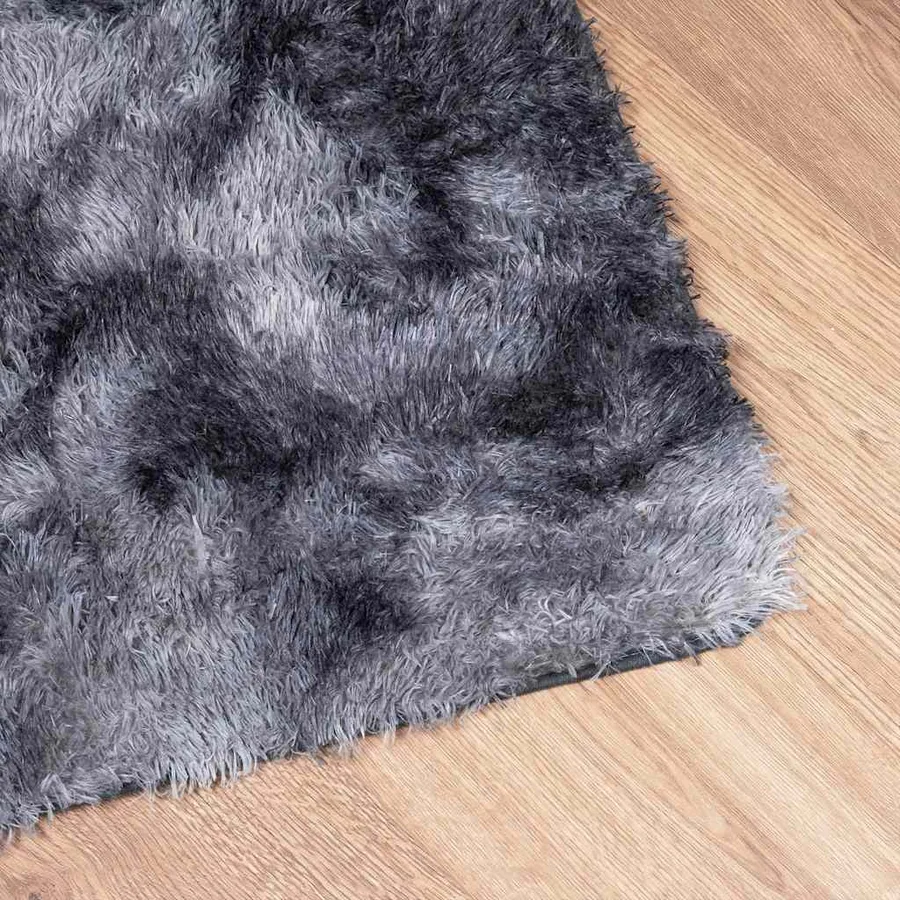 Tapis Shaggy à poils longs NAVARRA gris foncé 200x200 cm - 4