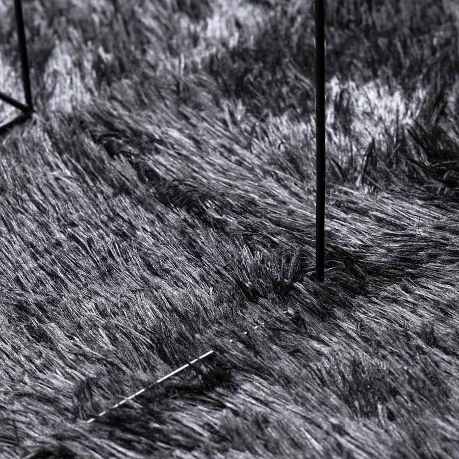 Tapis Shaggy à poils longs NAVARRA gris foncé 200x200 cm - 7