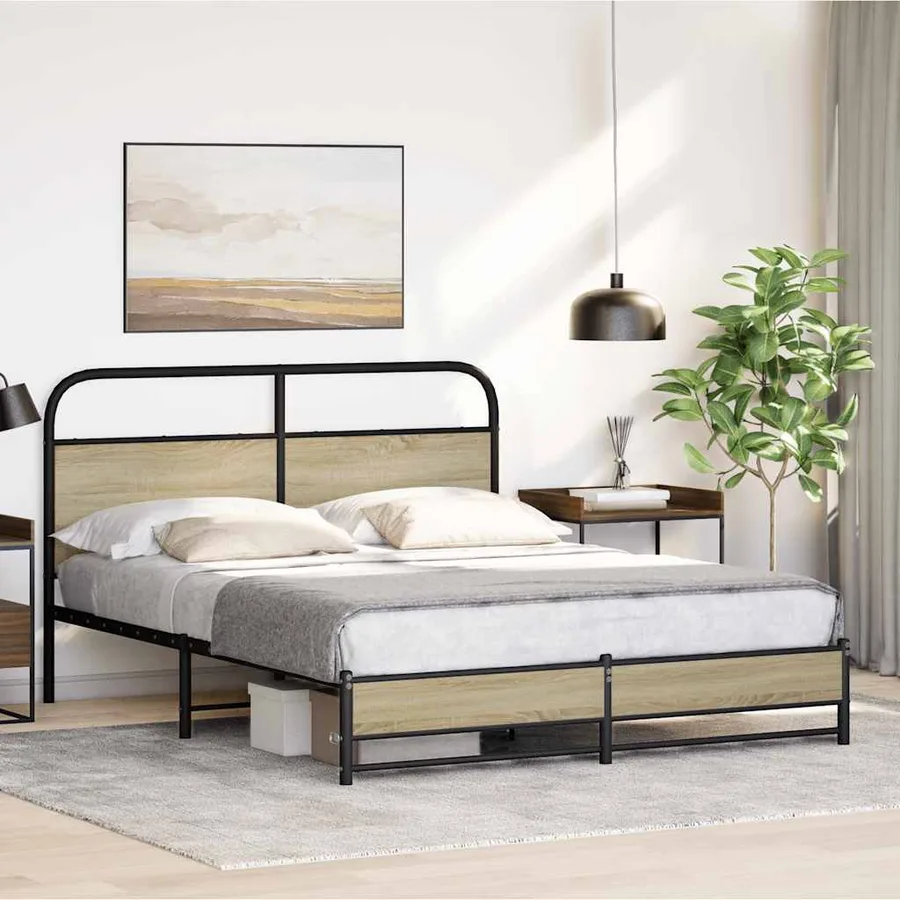 Cadre de lit sans matelas 150x200 cm chêne sonoma - 4