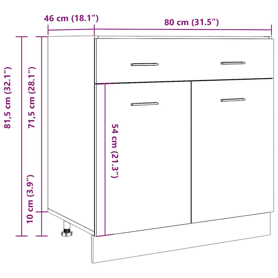 Armoire à tiroirs "Lyon" Gris béton 80 x 46 x 81,5 cm Bois d'ingénierie - 11