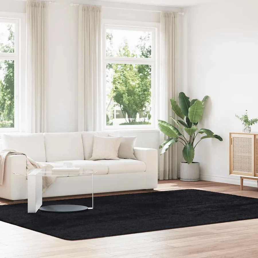 Tapis shaggy à poils longs NAVARRA noir 240x340 cm polyester